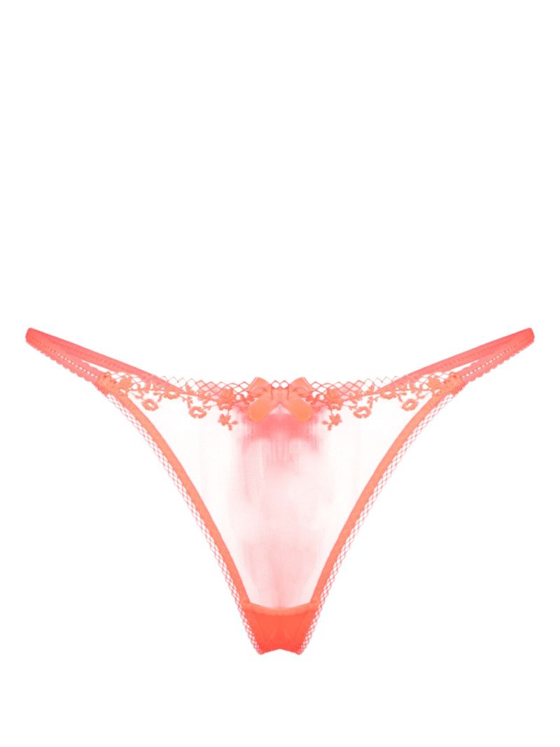 Orange Florina Floral-lace Mesh Thong