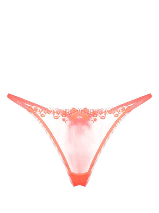 Orange Florina Floral-lace Mesh Thong