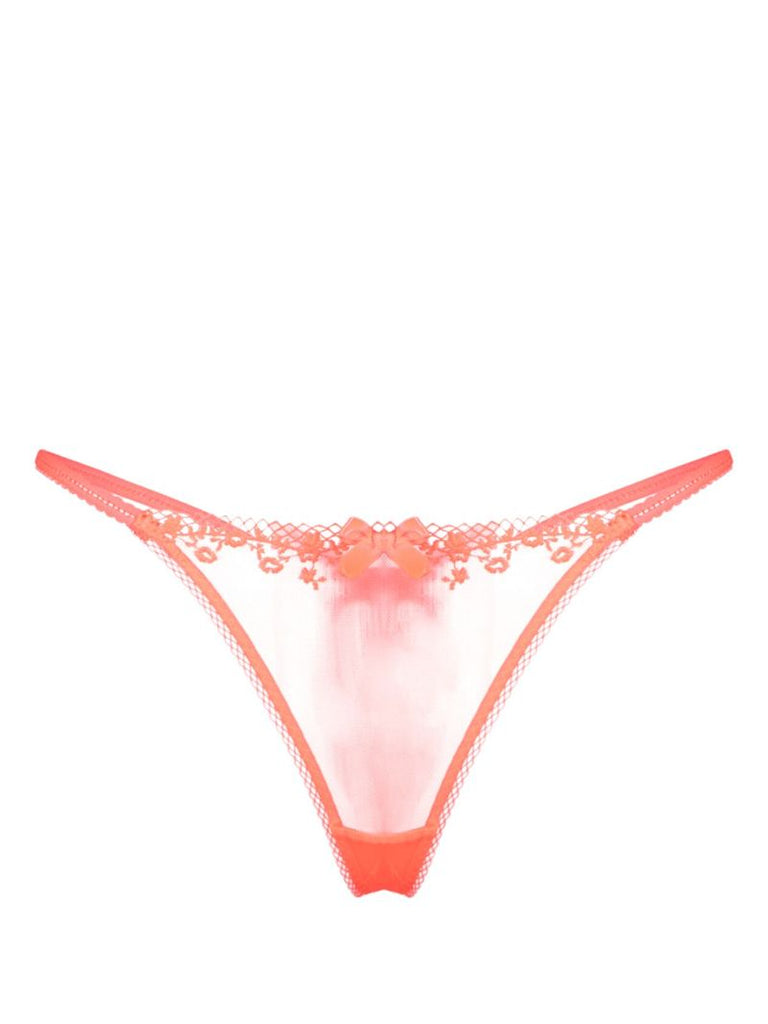 Orange Florina Floral-lace Mesh Thong