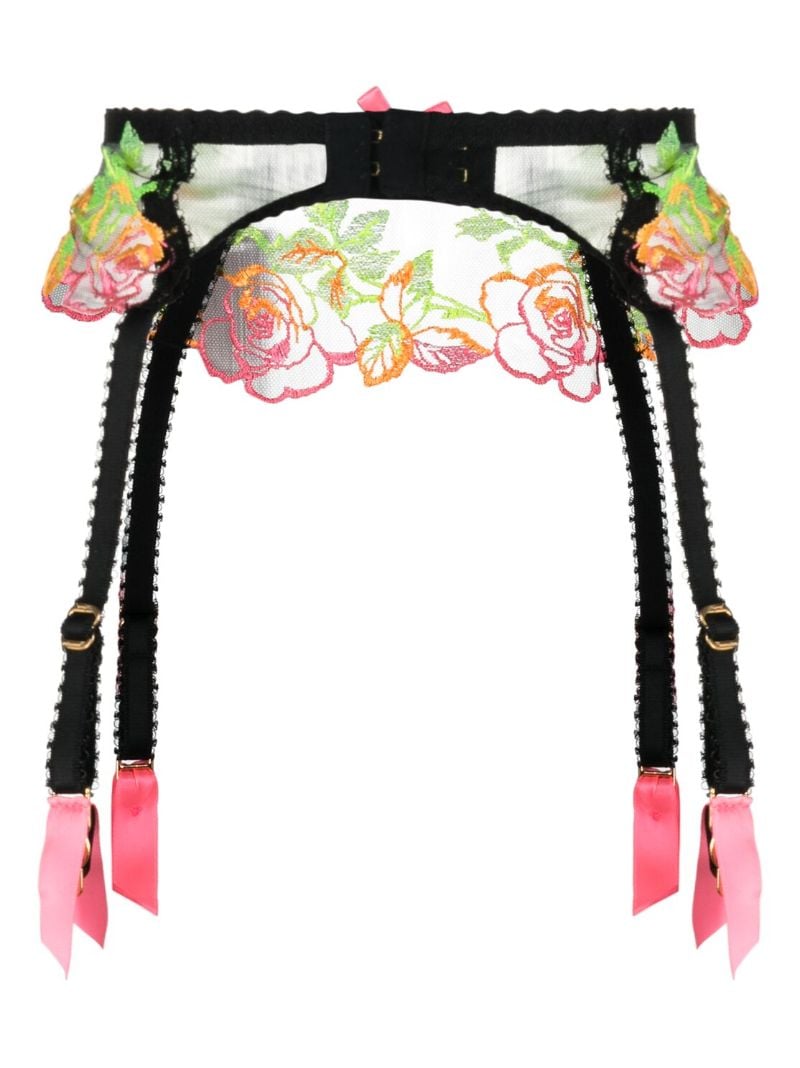 Black Callypso Tulle Suspender Belt