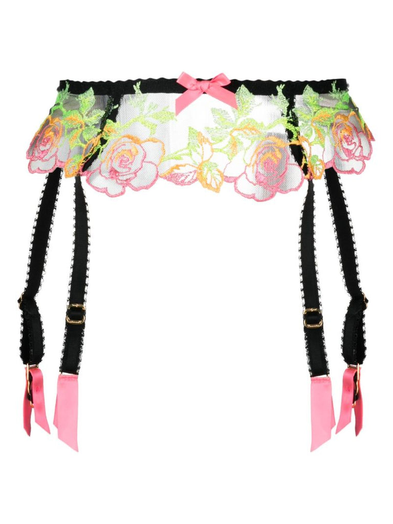 Black Callypso Tulle Suspender Belt