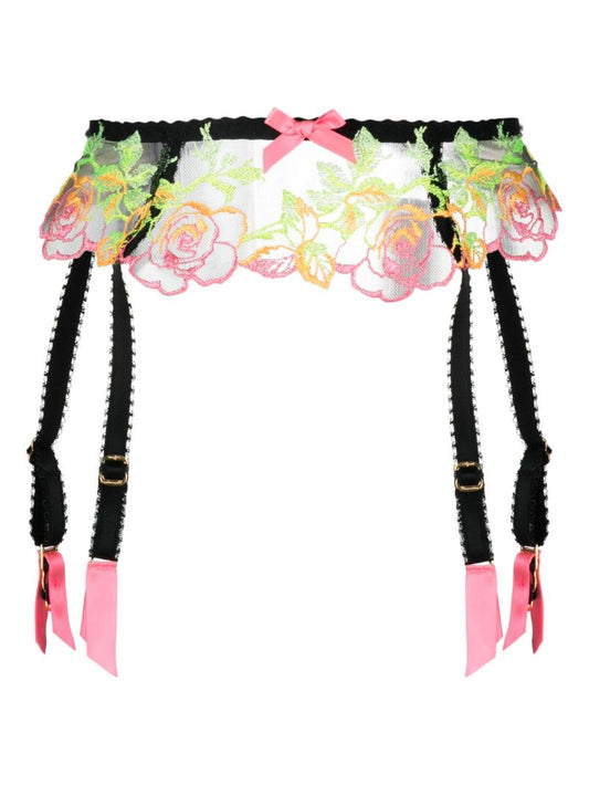 Black Callypso Tulle Suspender Belt