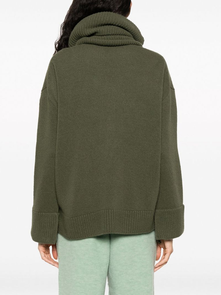 Green Roll-neck Wool Sweater