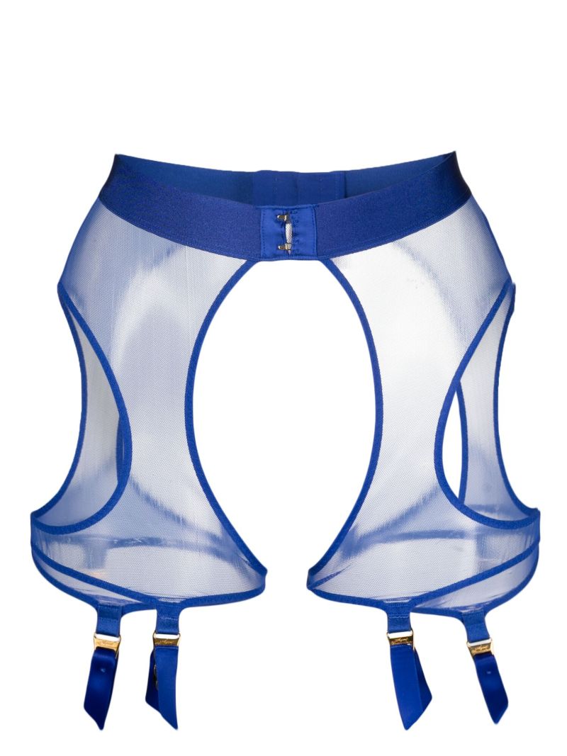 Blue Caity Tulle Suspender Belt