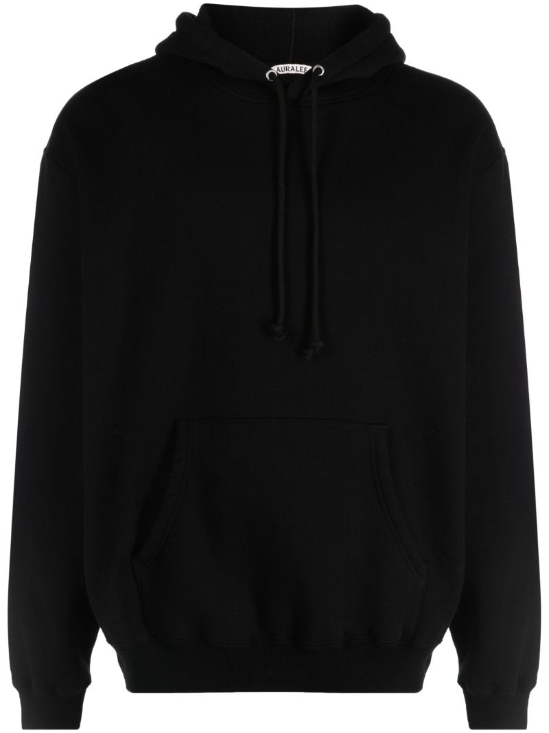 Black Drawstring Cotton Hoodie