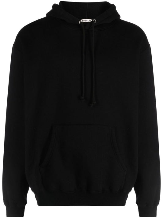 Black Drawstring Cotton Hoodie