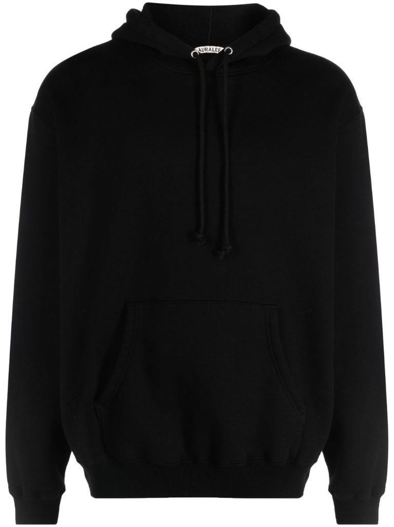 Black Drawstring Cotton Hoodie