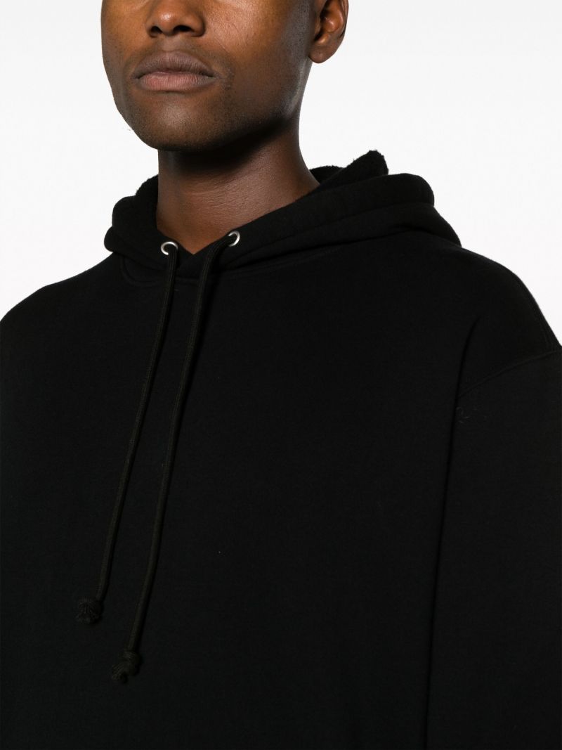 Black Drawstring Cotton Hoodie