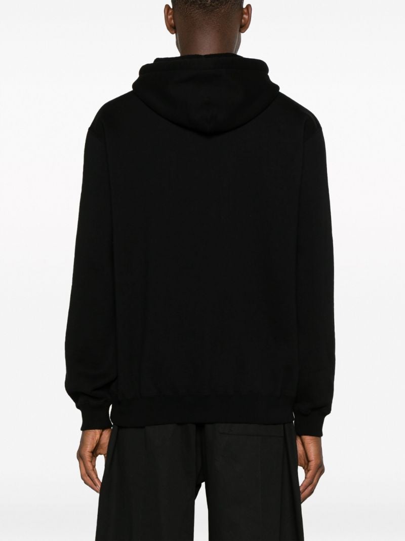 Black Drawstring Cotton Hoodie