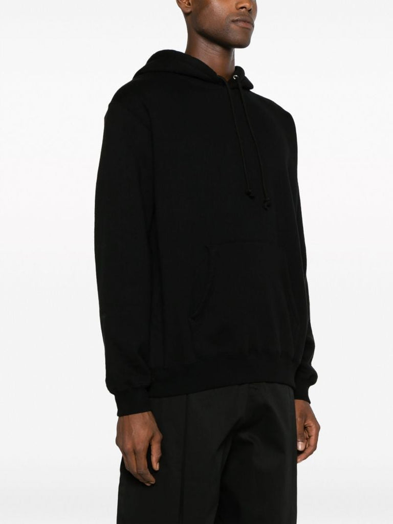 Black Drawstring Cotton Hoodie