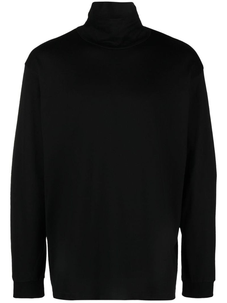 Black High-neck Cotton Sweatshirt