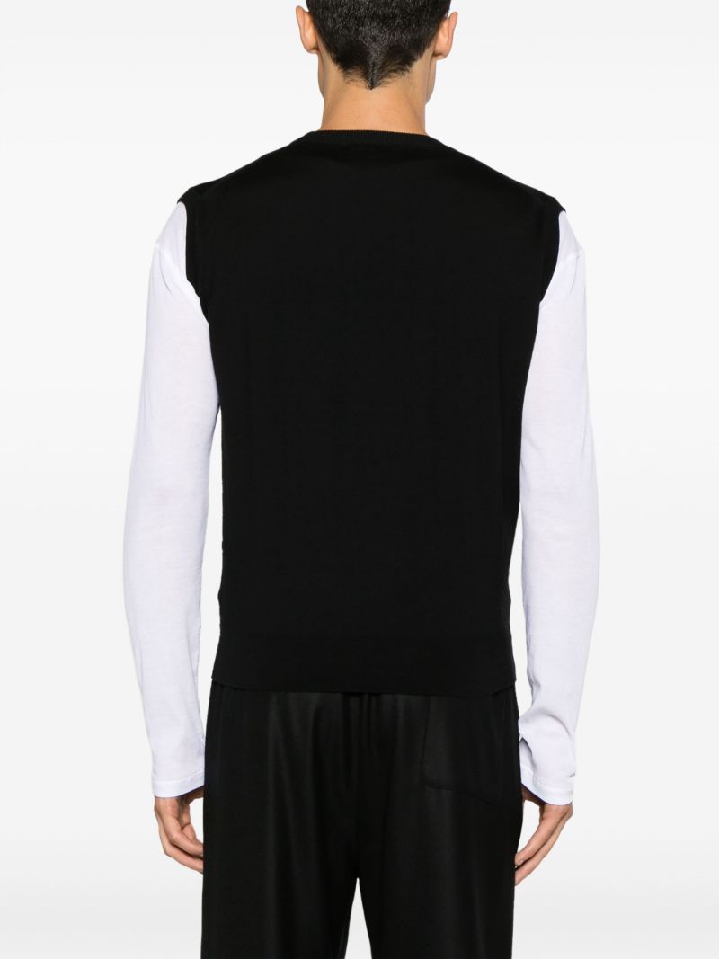 Black Fine-knit Wool Vest