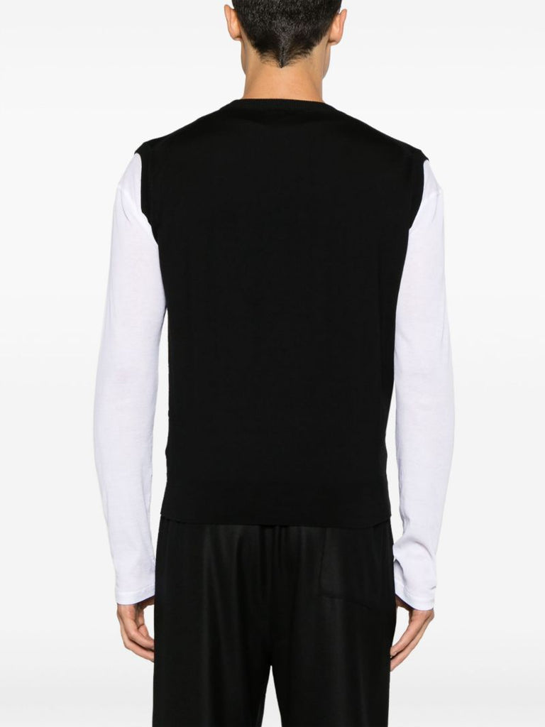 Black Fine-knit Wool Vest