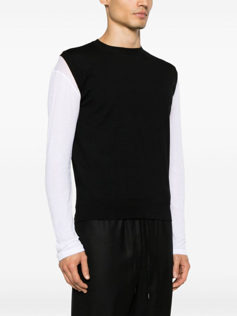 Black Fine-knit Wool Vest