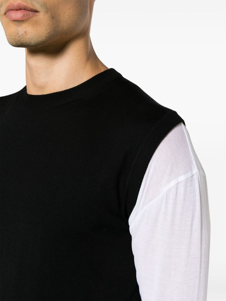 Black Fine-knit Wool Vest