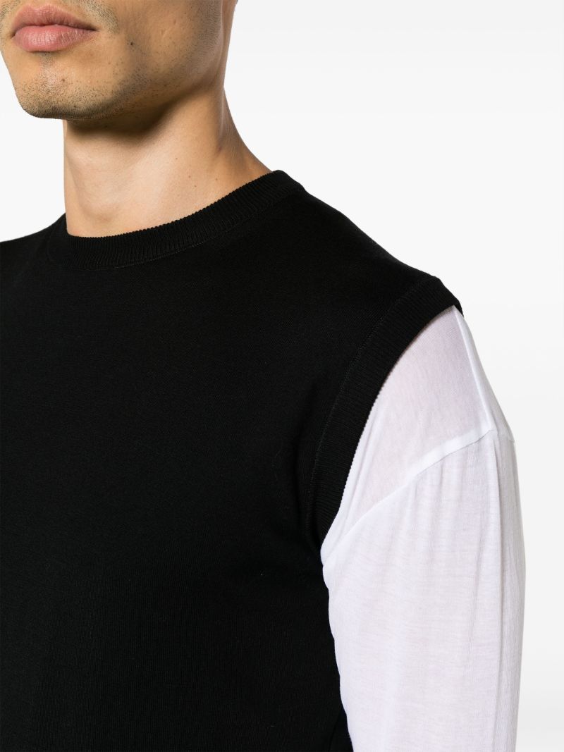 Black Fine-knit Wool Vest