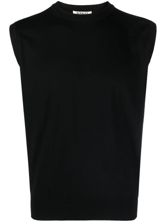 Black Fine-knit Wool Vest
