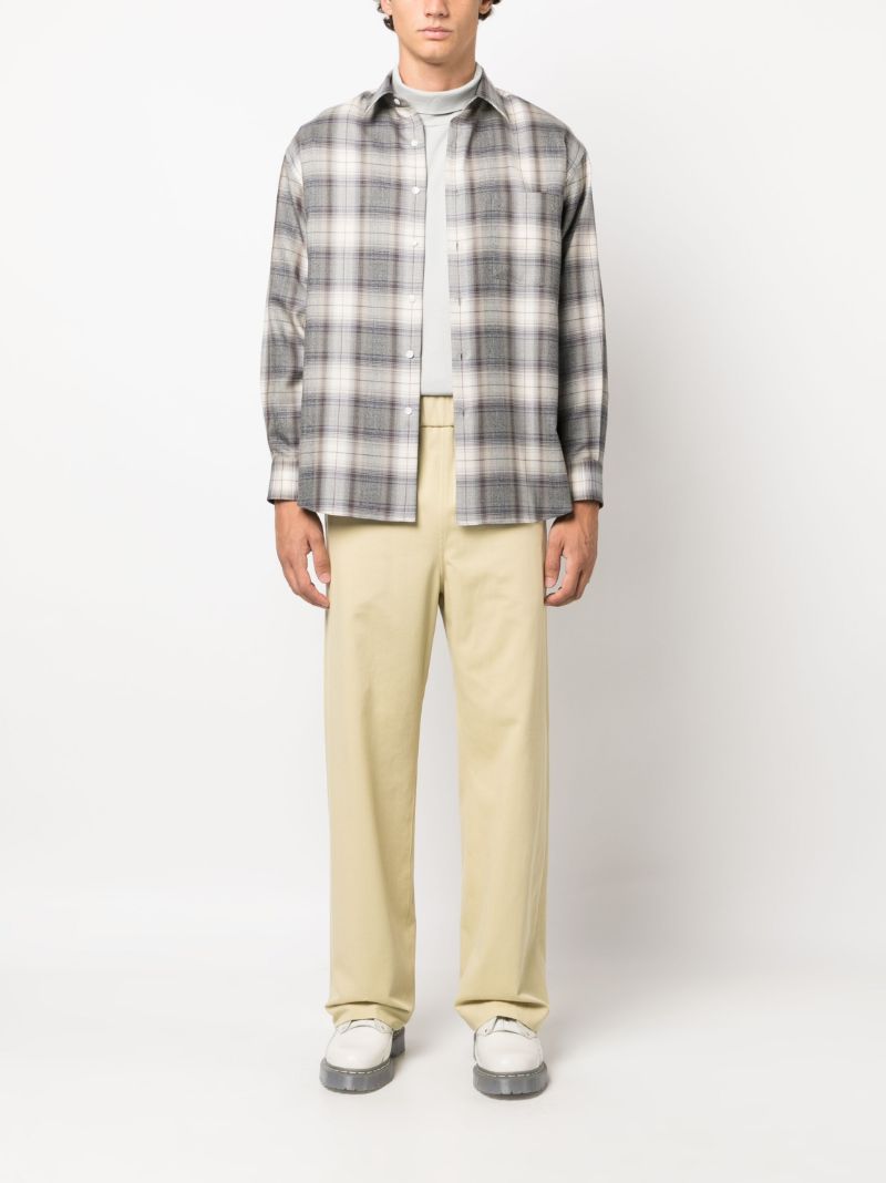 Grey Check-pattern Wool Shirt