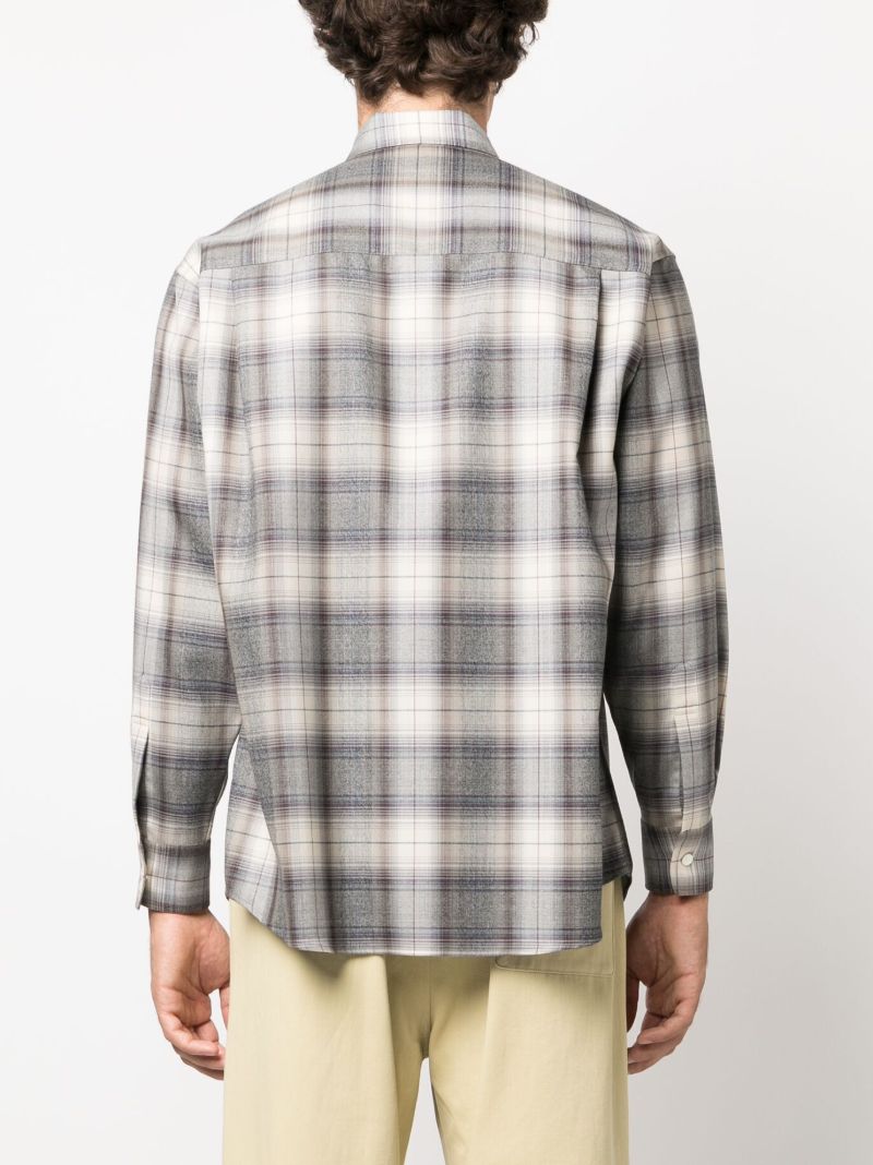 Grey Check-pattern Wool Shirt