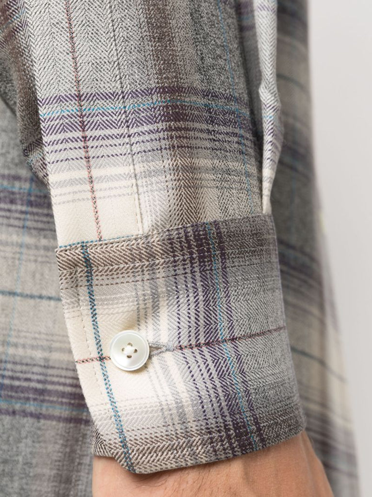 Grey Check-pattern Wool Shirt