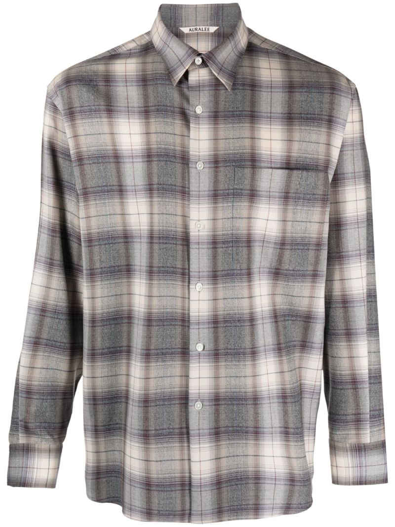 Grey Check-pattern Wool Shirt
