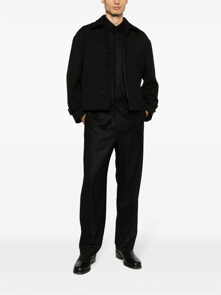 Black Wool Track Pants