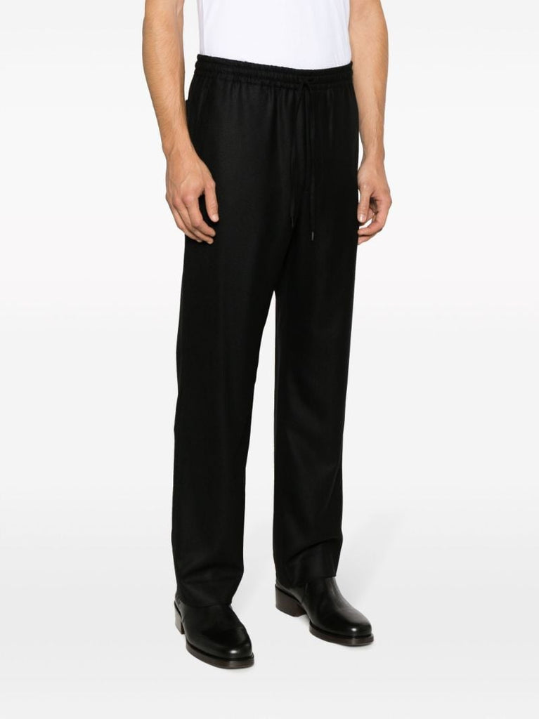 Black Wool Track Pants