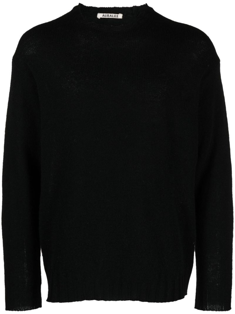 Black Crew Neck Wool-blend Sweater