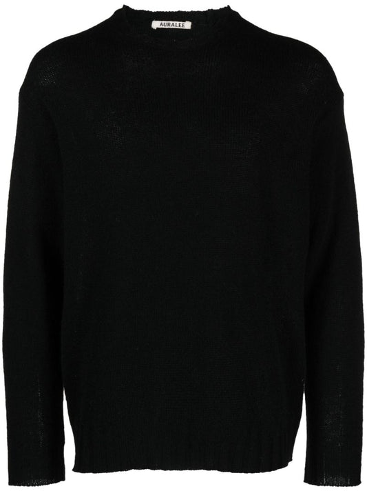 Black Crew Neck Wool-blend Sweater