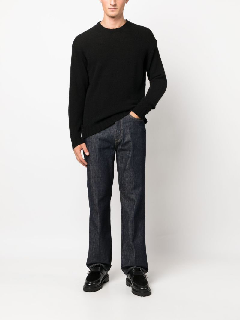 Black Crew Neck Wool-blend Sweater