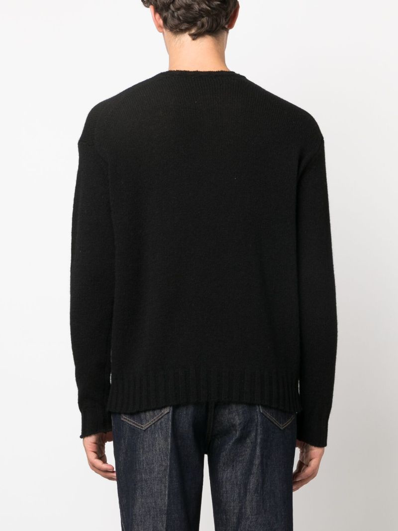 Black Crew Neck Wool-blend Sweater