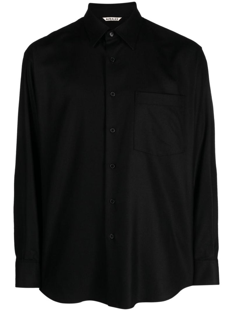 Black Super Light Wool Shirt