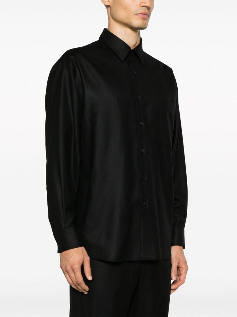 Black Super Light Wool Shirt