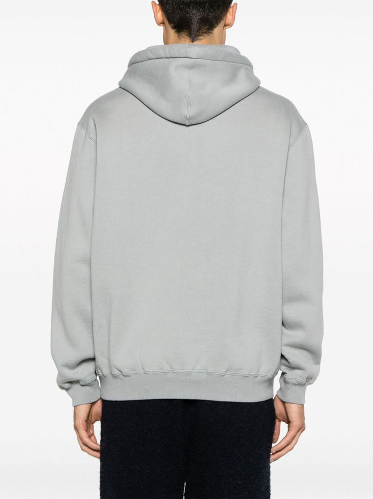 Grey Drawstring Cotton Hoodie