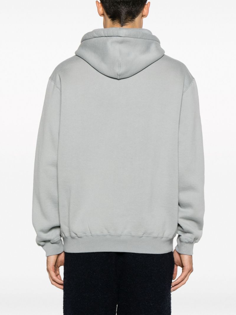 Grey Drawstring Cotton Hoodie
