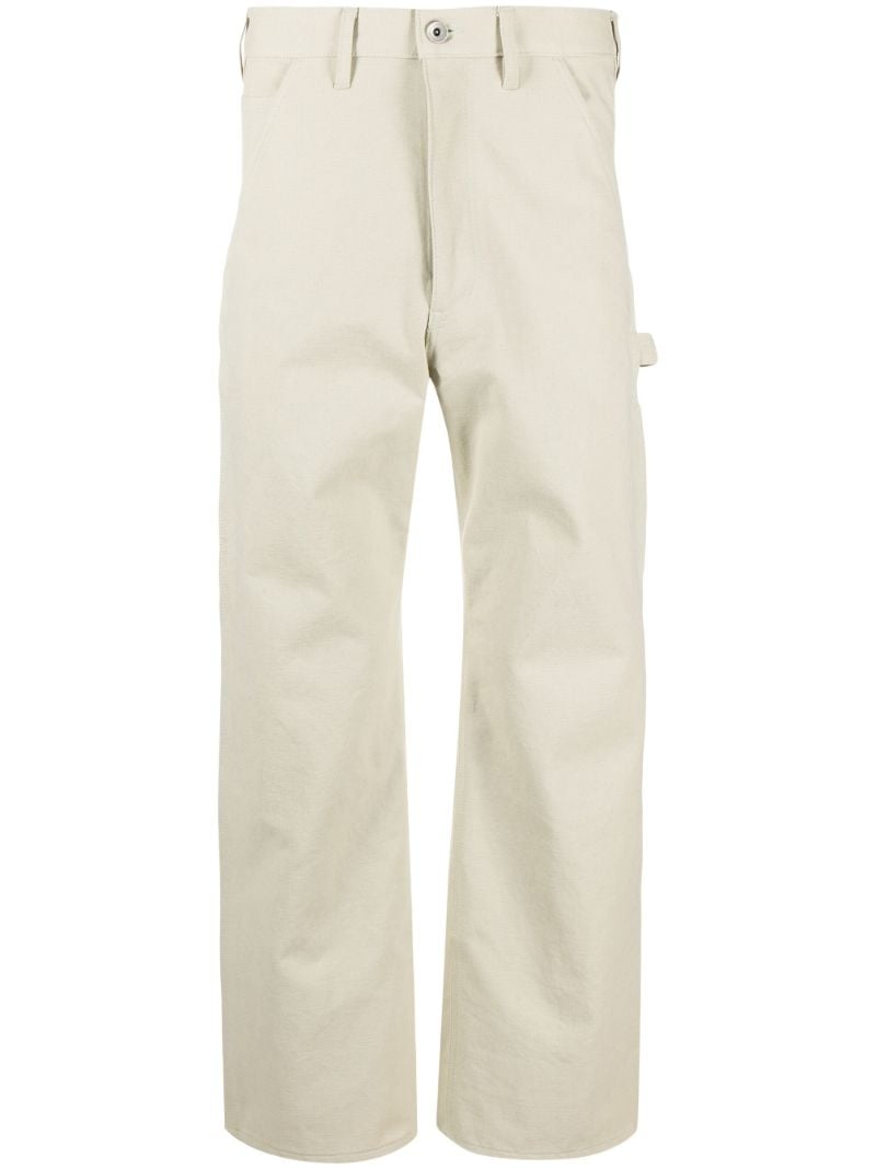 Neutral Washed Straight-leg Trousers