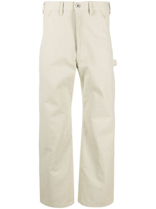 Neutral Washed Straight-leg Trousers