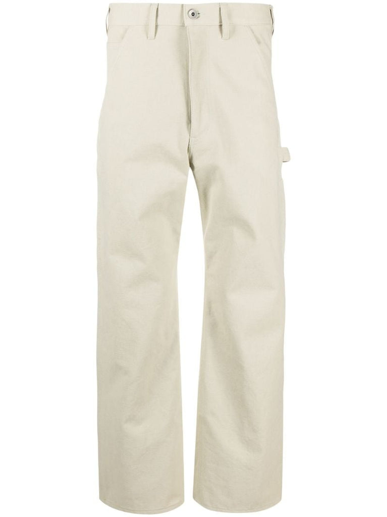 Neutral Washed Straight-leg Trousers