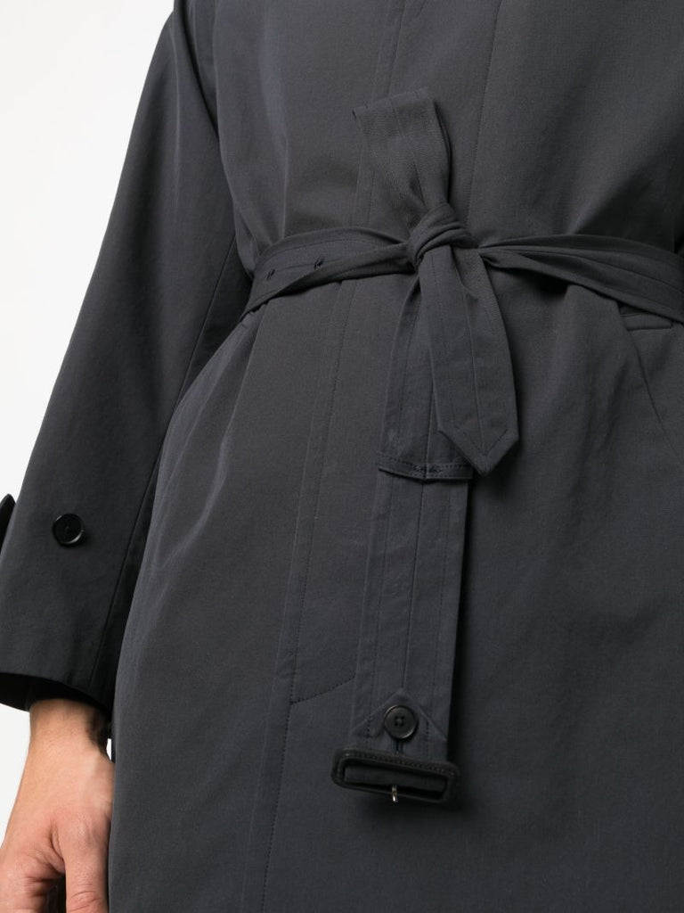 Black Belted Cotton Trench Coat