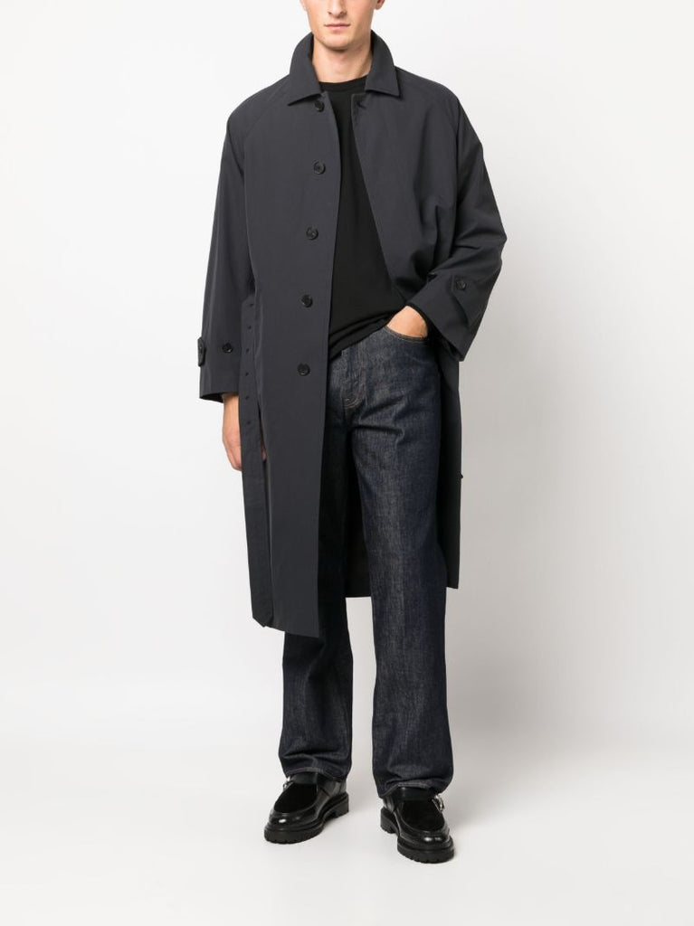 Black Belted Cotton Trench Coat