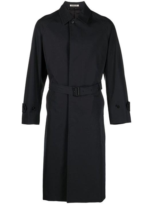 Black Belted Cotton Trench Coat