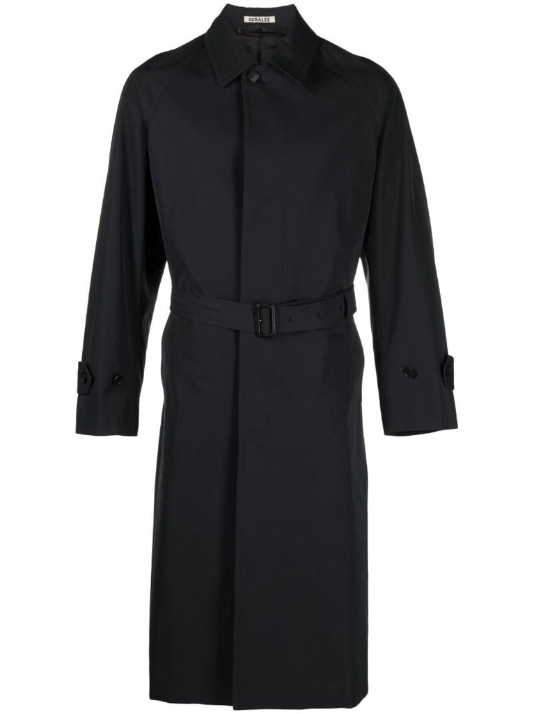 Black Belted Cotton Trench Coat