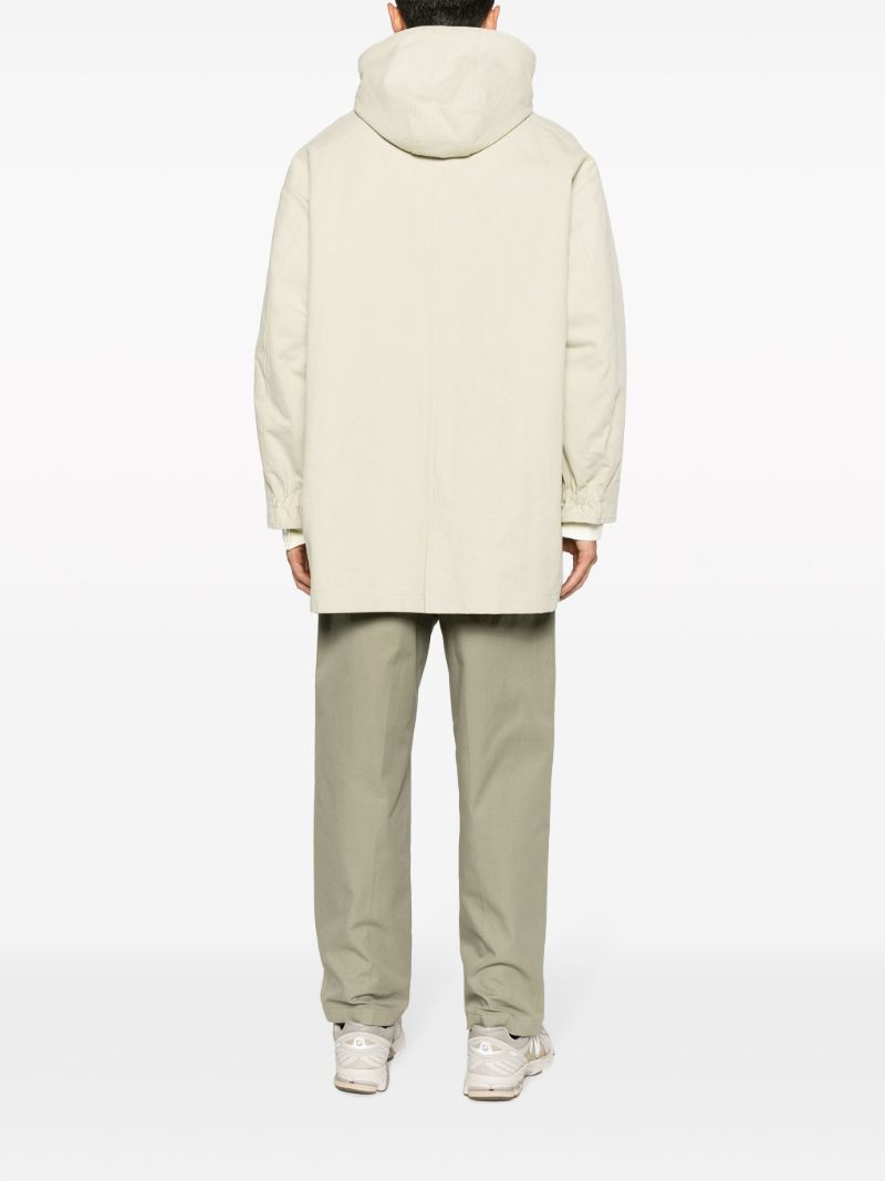 Neutral Washed Cotton Hooded Coat