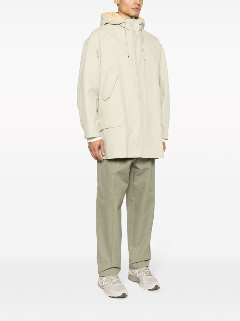 Neutral Washed Cotton Hooded Coat