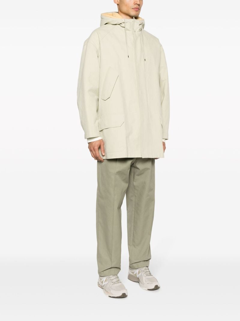 Neutral Washed Cotton Hooded Coat