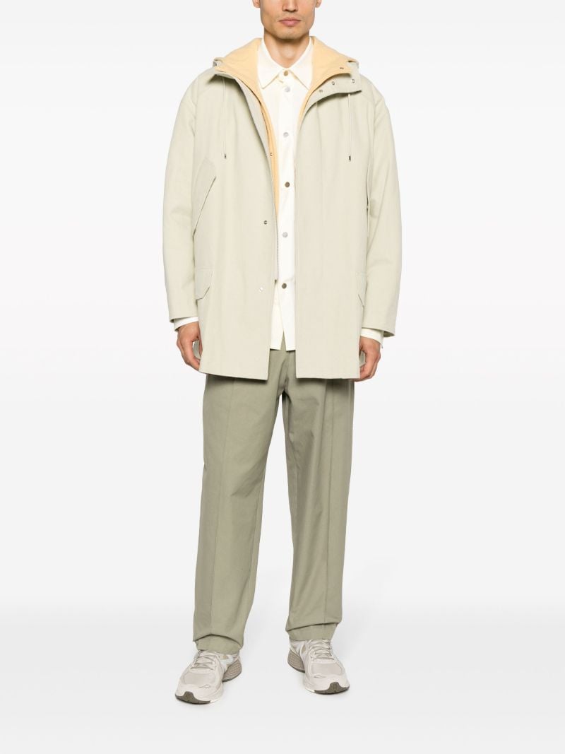 Neutral Washed Cotton Hooded Coat