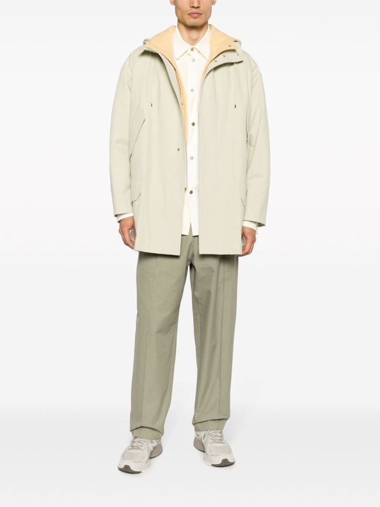 Neutral Washed Cotton Hooded Coat