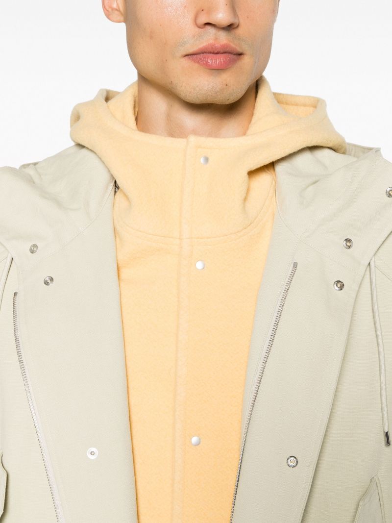 Neutral Washed Cotton Hooded Coat