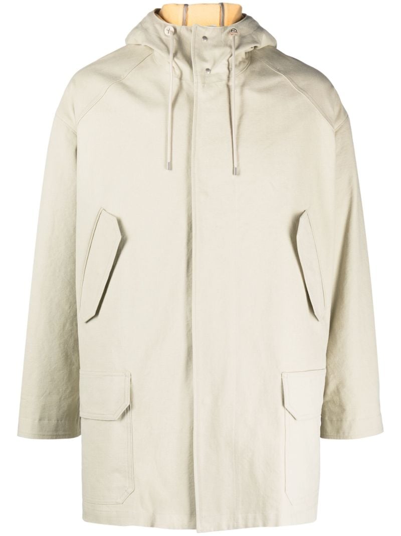 Neutral Washed Cotton Hooded Coat