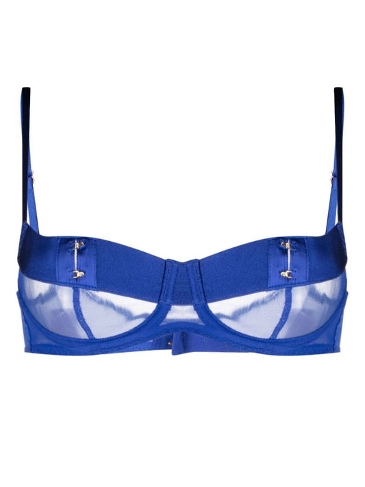 Blue Caity Panelled Satin Bra